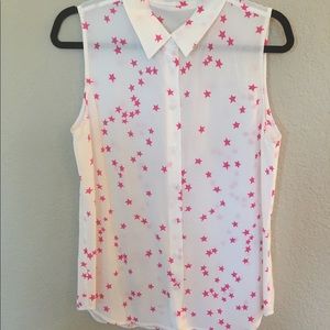 Equipment Star Sleeveless Blouse White & Pink M